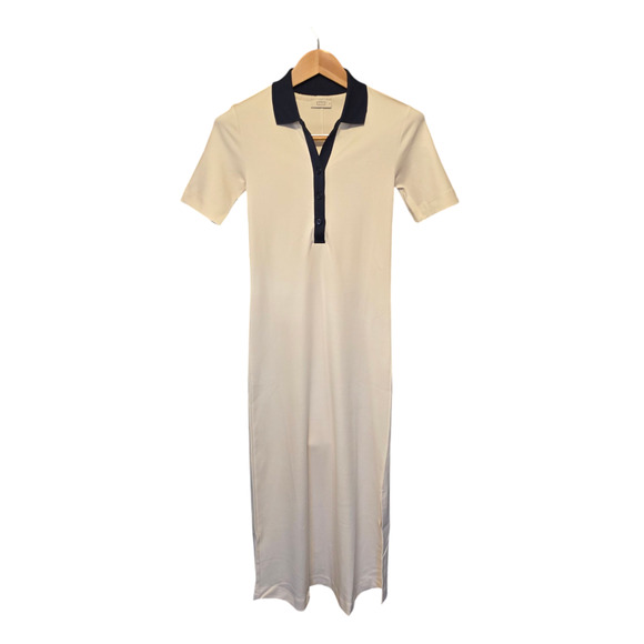AYR Midi Dress Womens Size XS Seashell/Blue The Scout Collared Nautical Preppy - Picture 1 of 9